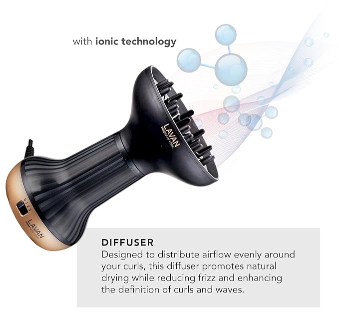 Diffuser Hair Dryer for Curly Hair – Ionic Technology Hair Dryer with Adjustable Heat & Speed Settings for Frizz-Free, Defined Curls, Lightweight Hair Dryer, Wavy And Curly Hair