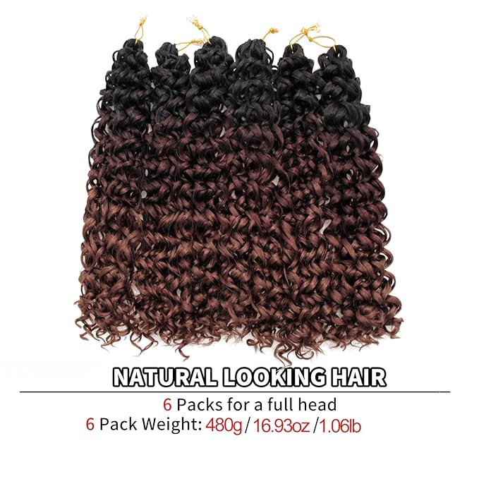 QRHSUKA Curly Crochet Hair GoGo Curl Crochet Hair for Women Deep Wave Braiding Hair Synthetic Bohemian Crochet Braid Water Wave Crochet Hair Extensions (18 inch(Pack of 6), 1B/33/30)