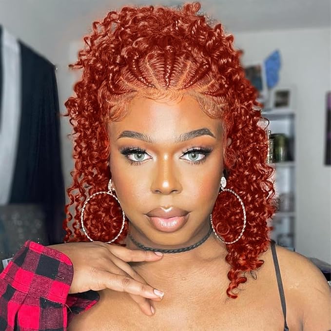200% Density Reddish Brown Deep Wave Lace Front Wigs Human Hair 13x4 HD Transparent Curly Human Hair Wig Pre Plucked 13X4 Ginger Brown Wig Human Hair Glueless Colored Wigs With Baby Hair 18inch