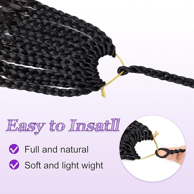 Eacia Goddess Box Braids Crochet Hair 18 Inch 7 Packs Pre Looped Ombre Crochet Hair with Curly Ends Boho Box Braids for Women(18 Inch, T1B/30/27#)