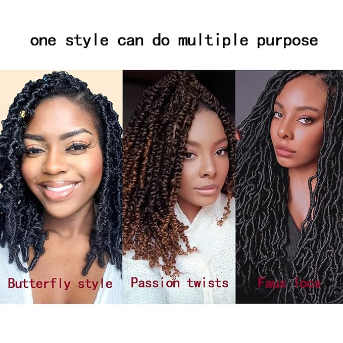 Ubeleco Long Passion Twist Hair,24 Inch Water Wave Crochet Hair Passion Twist Crochet Hair for Women Ombre Blue Bohemian Synthetic Curly Braiding Hair Extensions (24 Inch (Pack of 7),1B/Blue)