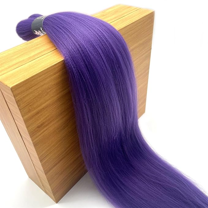 Kids Braiding Hair Pre Stretched Purple Hair Extensions For Braids 26 Inch Long Synthetic Braiding Hair Extensions For Stage Party Halloween Costume Cosplay Knotless Non Toxic Crochet Hair