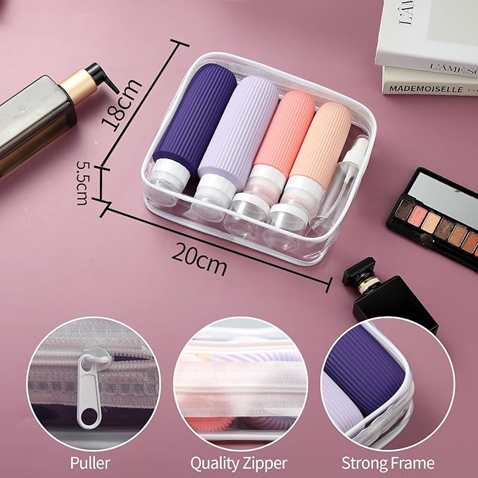 16 Pack Travel Bottles for Toiletries, Large 6oz Silicone Travel Containers with No-Drip Valve and Wide Opening