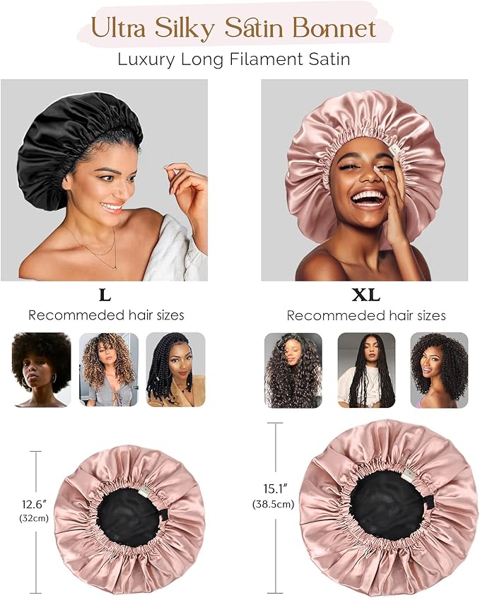 YANIBEST Silk Bonnet Satin Bonnet for Sleeping Women Men, Adjustable Double Layer Hair Bonnet for Curly Braids Reduce Frizz