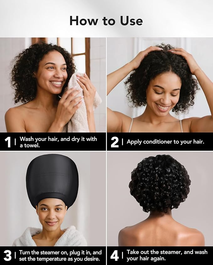 Hooded Hair Dryer for Deep Conditioning - Headband Integrated Hair Bonnet Diffuser Cap Speeds Up Drying Time Adjustable Hair Dryer Caps Safety at Home Fast Drying Portable