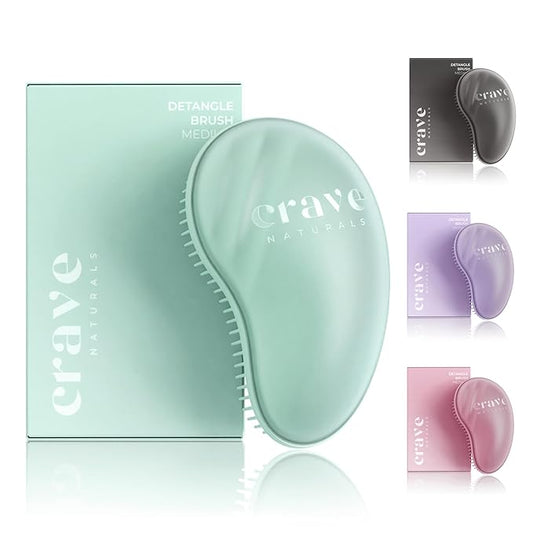 Crave Naturals Mini Detangler Hair Brush Turquoise – Glide Thru Hair Detangler Brush for Women, Kids & Toddlers – Gentle Scalp Care, No-Pain Tangle-Free Hairbrush for All Hair Types, Travel Hair Brush