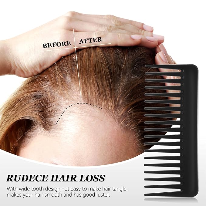 Patelai Wide Tooth Comb Large Hair Detangling Comb for Curly, Wet Dry Hair, No Handle Detangler Accessories(Black)