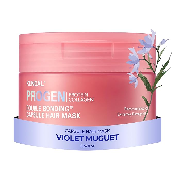KUNDAL Mega Moisture/Hair Conditioner Mask for Dry & Curly Hair, Deep Conditioning Hair Mask with Protein for Hair Repair & Split Hair Care, Violet Mug, 6.3 oz