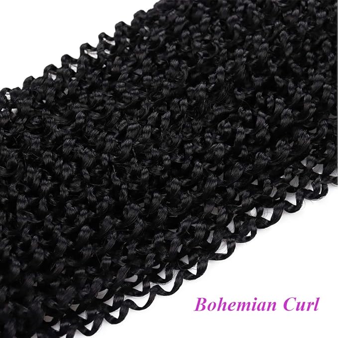 Dorsanee Black Passion Twist Hair 22 Inch 7 Packs Water Wave Crochet Hair Long Bohemian Curly Braiding Hair for Butterfly Locs, Faux Locs, Boho Style Spring Twist Crochet Braids (1#)