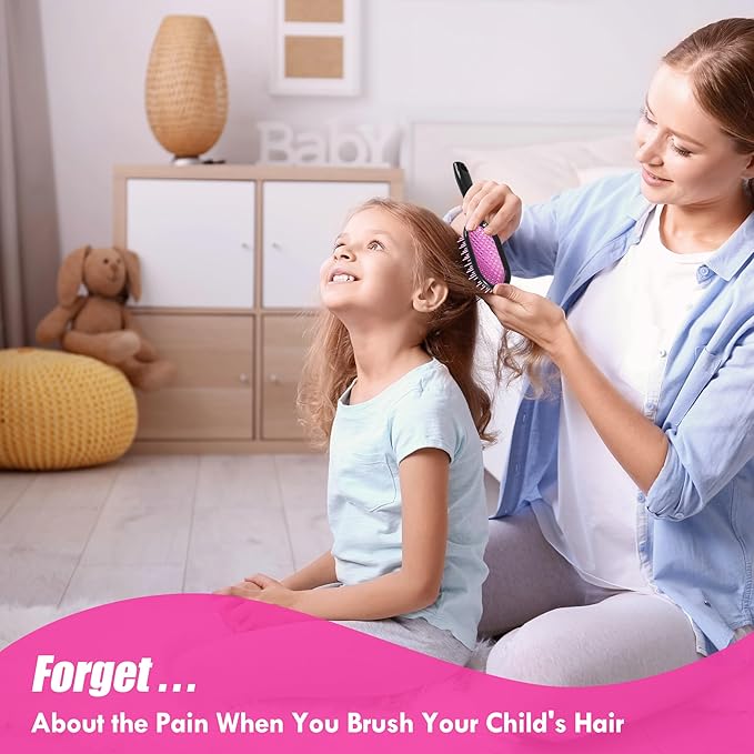 4 Pack Vented Detangling Hair Brush - Detangler Hairbrush with Soft Bristles for Effortless Tangle Free - Ideal for Wet Dry or Curly Damaged Hair for Women Men Kids