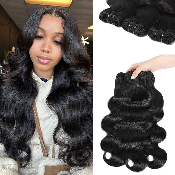 12A Human Hair Bundles 20 22 24 Inch Body Wave Bundles 100% Unprocessed Brazilian Virgin Human Hair Extensions Quick Weave Natural Black
