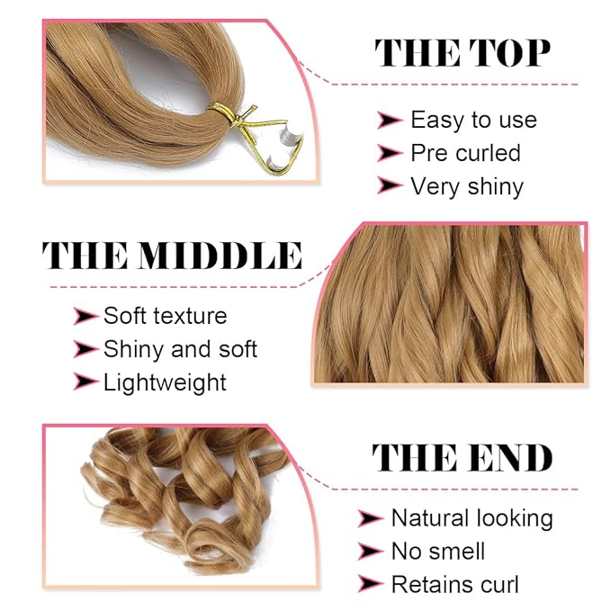 6packs French Curl Braiding Hair 24 Inch Loose Wave Bouncy Braiding Hair Pre Stretched 100g/pack Yaki Curly Hair for Black Women Hair Extensions (#27)