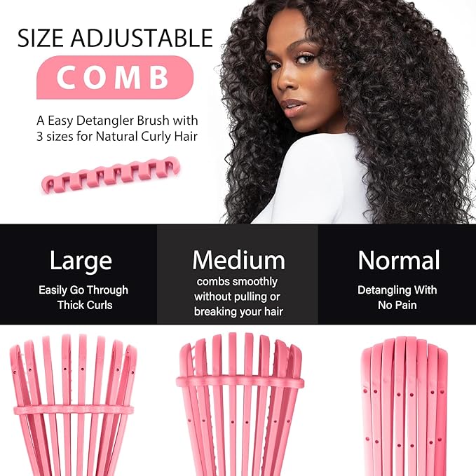 Hommtina Detangling Brush Set Getting Shine and Makes Hair Smooth, Curly Hair Brush for Adult & Kids Wet or Dry Hair(Green Pink Black + Black, 3 PCS)