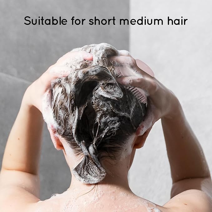 2 PC Scalp Massager Shampoo Brush, Scalp Scrubber & Exfoliator for Dandruff Removal, Wet & Dry and Detangler for Men and Women, Suitable for Short Medium Hair (Pink)