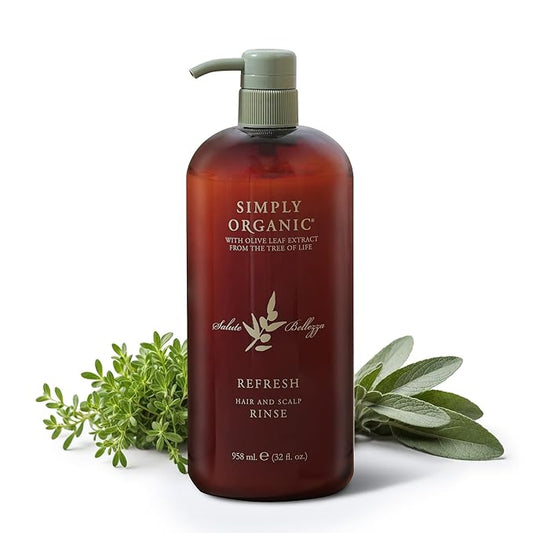 Hair Detox Clarifying Deep Conditioner Scalp Rinse, Made in Italy, All Natural Cruelty Free Hair Care for Women & Men, Rosemary, Sage & Olive Leaf Extract with Pump, 32 fl oz/958 ml, REFRESH