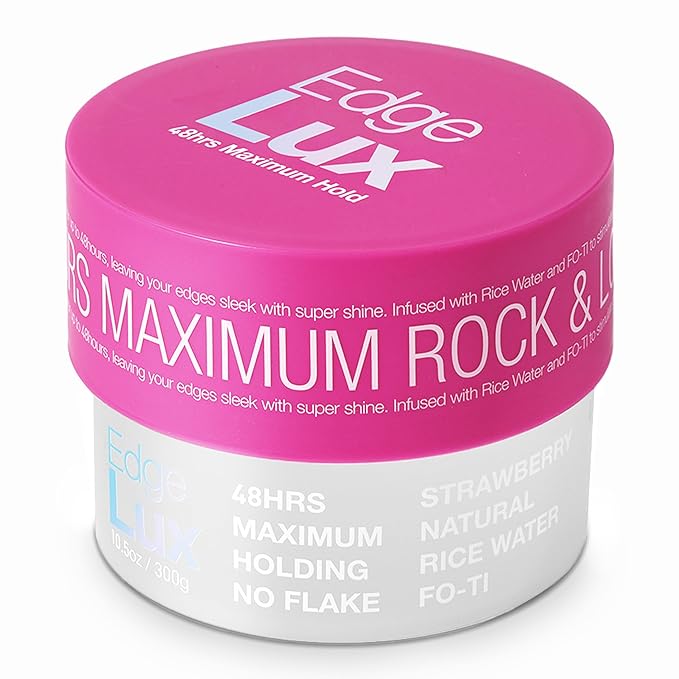 Edge Lux Edge Control Gel with Castor Oil, Keratin, Biotin, and Olive Oil - 48 Hour Maximum Hold, Non-Flaking, Non-Greasy, Scented, Conditioning Styling Gel for All Hair Types