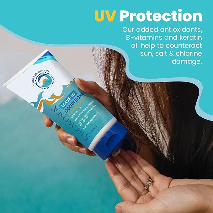 Stream2Sea Travel Size Sulfate Free Leave-In Hair Conditioner with Sun Protection, 1oz Each, Pack of 3 | Travel Size