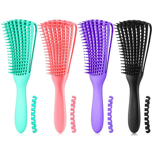 Detangling Hair Brush for Afro America/African Hair Textured 3a to 4c, Knots Detangler Scalp Massage Comb for Women (3 pcs, Purple)
