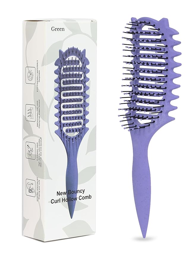 Curl Defining Brush for Curly Hair, 2025 Vented Detangling Brush for Wet, Curl Styling Brush for Women, Less Pulling, Defines & Shapes, Great Gift for Curly Hair Women (Purple)