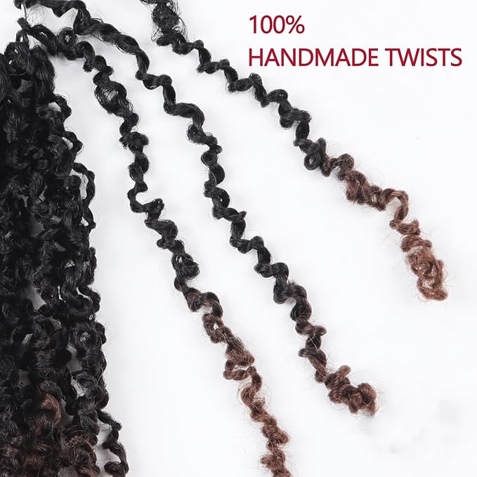 Yanky Twist Crochet Hair, PILLUGER Yaki Twists Hair Micro Spring Twist Braids,9 Packs Pre-looped passion Twist Brown Senegalese With Curls Crochet Synthetic Hair Extensions(OT30)