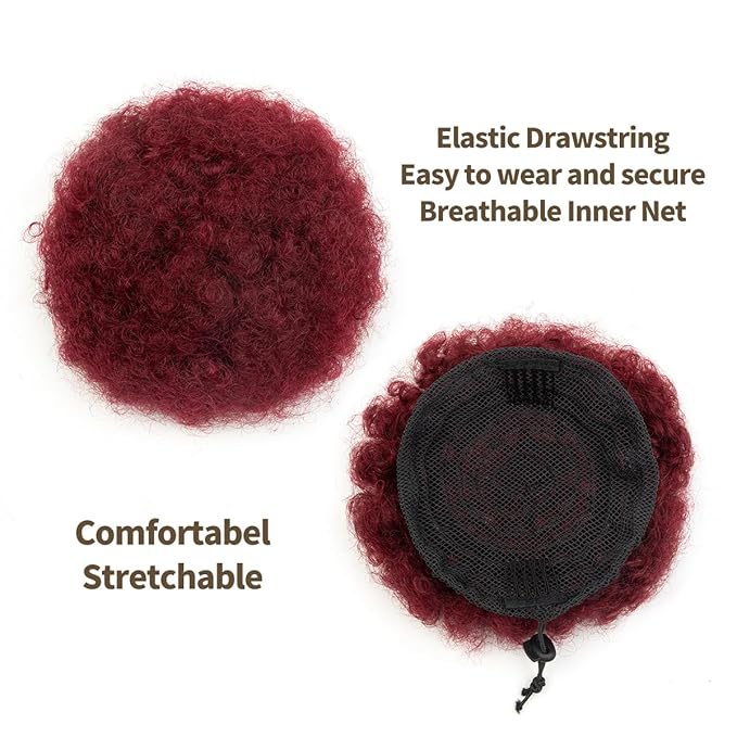 isheeny Small Human Hair Ponytail Extension For Kids 2-5 Years Old, 100% Human Hair Bun Small Drawstring Ponytail Burg For Little Girls,Curly Hairpiece Natural, Soft, And Durable For Repeated Use