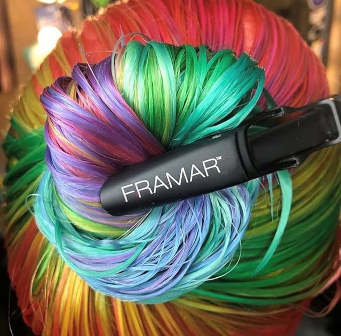 Framar Gator Grips Black Styling Hair Clips - Professional Black Hair Clips with Hair Styling and Sectioning, Rubberized - Wide Teeth & Durable for Hair Salon – 4 Pack