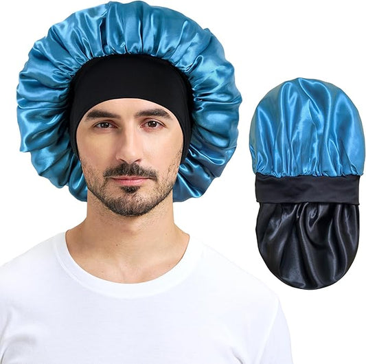 Silk Bonnet for Men Women, Satin Hair Bonnets for Sleeping, Double Layer Large Unisex Sleep Cap for Curly Hair Braids