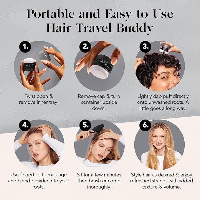 Kitsch Dry Shampoo Powder for Women & Men Dry Shampoo for Dark Hair w/Rice Protein - Unscented, Volumizing, No White Cast, Non Toxic, Non Aerosol, Organic, Travel Size | Ideal Gifts for Women - 8g