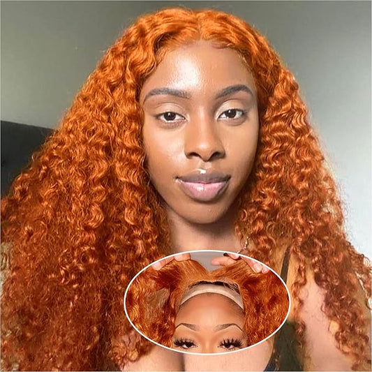 Curly Bob Wig Human Hair Deep Wave 200% Density 5x5 HD Lace Closure Wigs Human Hair Bob Wigs For Black Women Wear And Go Glueless Curly Wig Ginger Color 16 Inch