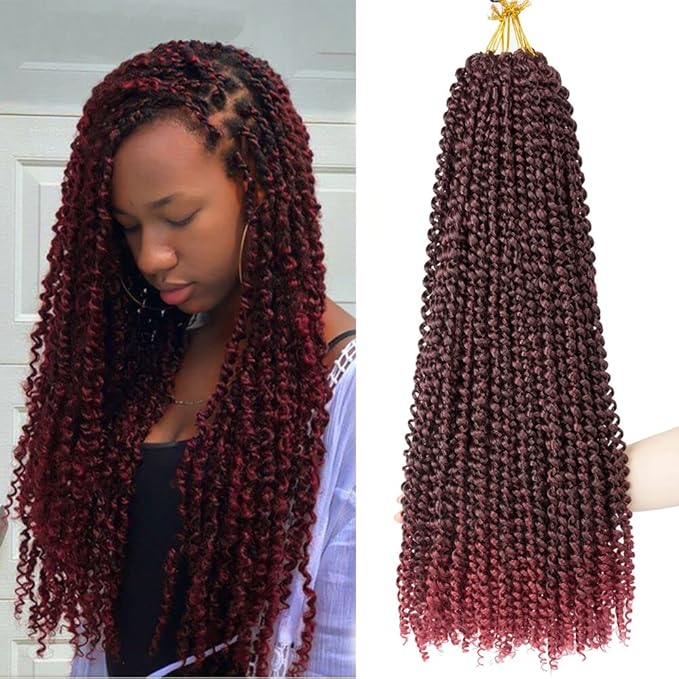 8 Packs Passion Twist Hair Water Wave Synthetic Braids for Passion Twist Crochet Braiding Hair Goddess Locs Long Bohemian Curl Hair Extensions (30 Inch, 1B/Bug)