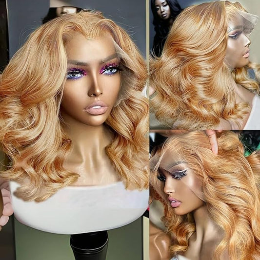 UMEGOOD 250% Density Honey Blonde Wig Human Hair 13x6 HD Transparent Lace Front Wigs Human Hair Pre-Plucked 13x6 Blonde Body Wave Glueless Light Brown Lace Front Wigs Human Hair