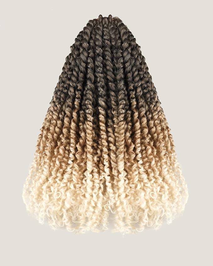 14 Inches 8 Packs Passion Twist Crochet Hair for Black Women and Kids-3 Tones Ombre Gray to Blonde to Off-white, Pre Looped Pretwisted Crochet Hair(14"-8 Packs,Gray/27/613)