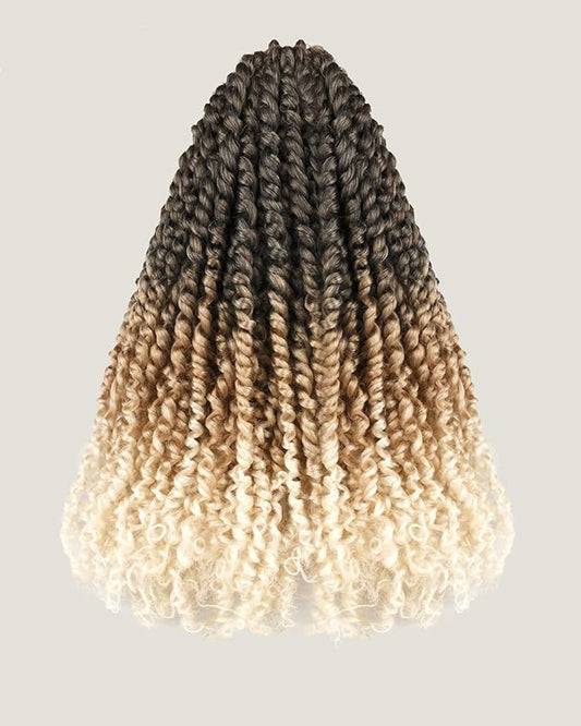 14 Inches 8 Packs Passion Twist Crochet Hair for Black Women and Kids-3 Tones Ombre Gray to Blonde to Off-white, Pre Looped Pretwisted Crochet Hair(14"-8 Packs,Gray/27/613)