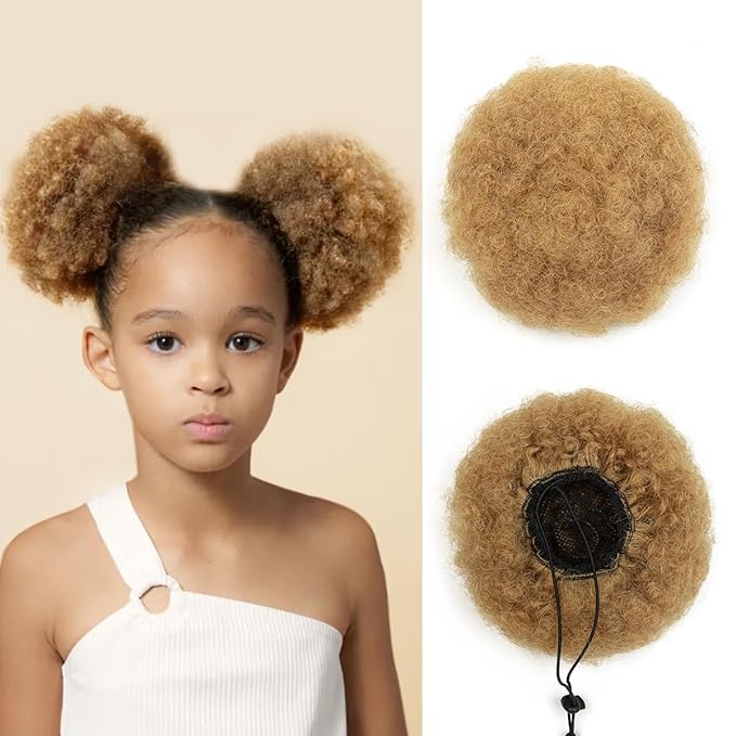 isheeny Medium Human Hair Ponytail Extension For Girls Ages 5-8, Natural Human Hair Drawstring Ponytail Hair Extensions For Little Girls, Curly Hairpiece, Soft, And Durable For Repeated Use