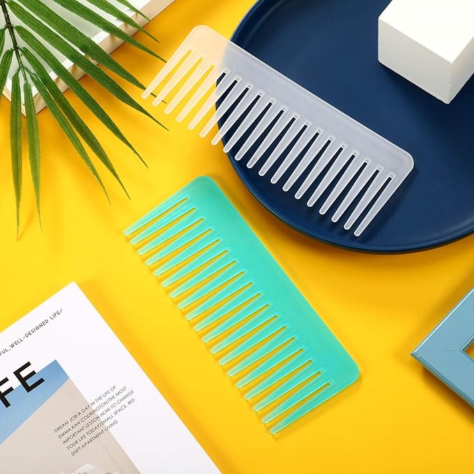 Patelai Wide Tooth Comb Large Hair Detangling Comb for Curly, Wet Dry Hair, No Handle Detangler Accessories(White, Cyan)