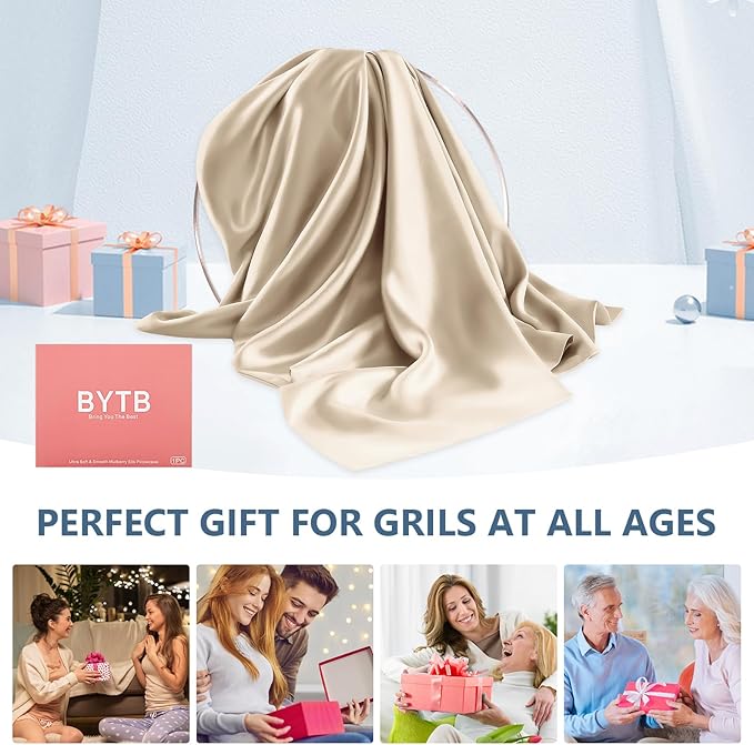 Silk Pillow Cases King Size 100% Mulberry Silk Pillowcase for Hair & Skin 22 Momme Both Sided Grade 6A Silk Cooling Soft Breathable 20 x 36 Inches with Hidden Zipper 1PC, Beige