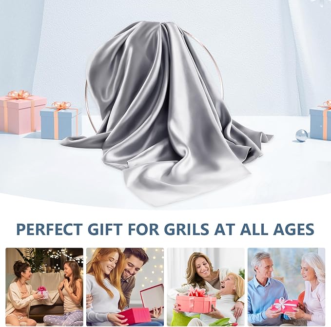 Silk Pillow Cases 2 Pack Queen Size Mulberry Silk Pillowcase Set of 2 for Hair and Skin 30 x 20 Inches 22 Momme Both Side Grade 6A Silk Soft Breathable Cooling with Hidden Zipper, Grey