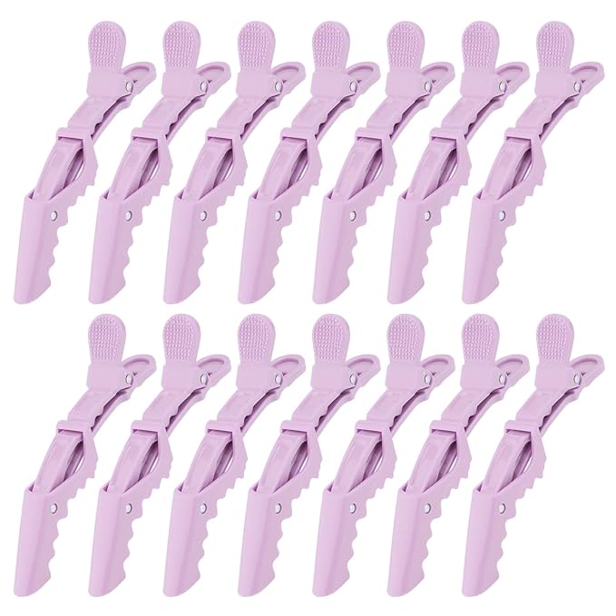 Ondder 14 Pcs Purple Alligator Hair Clips for Styling Sectioning Larger Salon Pro Barber Hair Clips for Coloring Cutting Big Alligator Clips for Hair Styling Accessories for Women Men