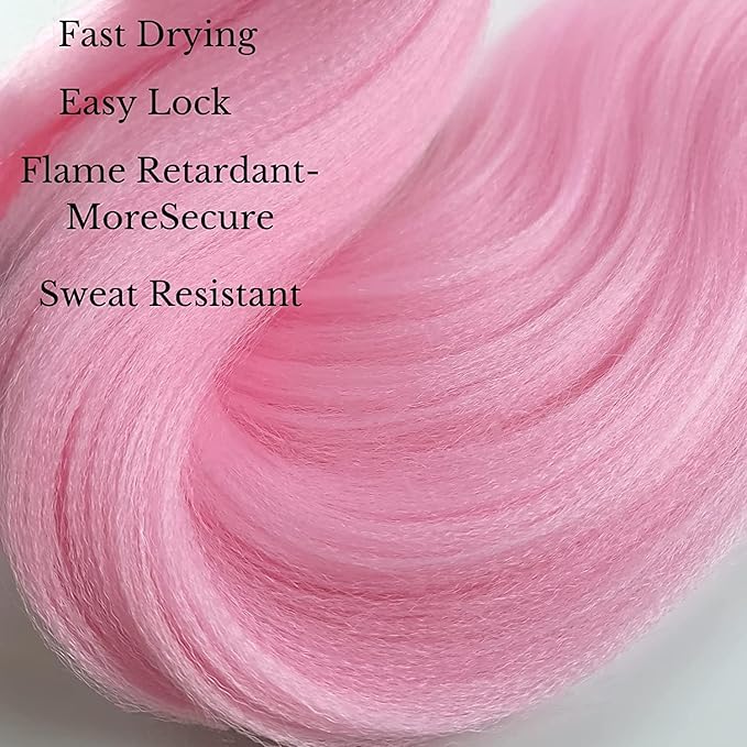 Kids Braiding Hair Pre stretched 16 inches Pink Yaki ez Braid Braiding Hair for Kids Knotless Braids