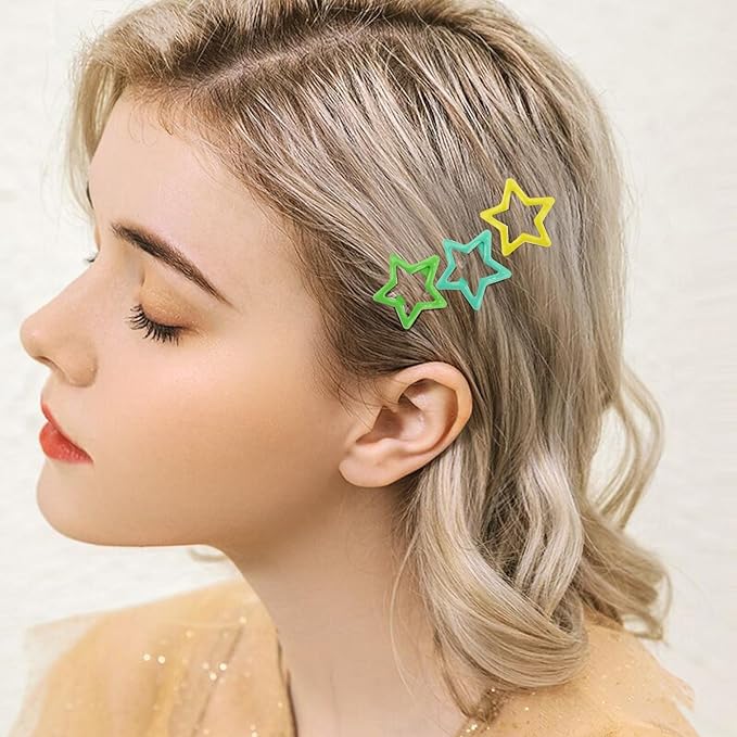 Star Hair Clips Multiple Colors Snap Hair Barrettes Non Slip Star Hair Accessories Metal Hair Clips for Girls Women -30 PCS 1.18"