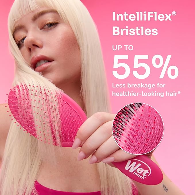 Wet Brush Detangling Brush, Original Detangler Brush (Pink) - Wet & Dry Tangle-Free Hair Brush for Women & Men - No Tangle Soft & Flexible Bristles for Straight, Curly, & Thick Hair