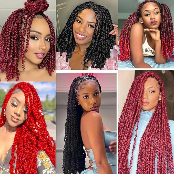 Curly Crochet Hair Extensions Brown Passion Twist Braids 24Inch Long Curly Braiding Hair 3Packs Spring Crochet Braids Hair Extensions Goddess Box Braids for Black Women(24",30#)