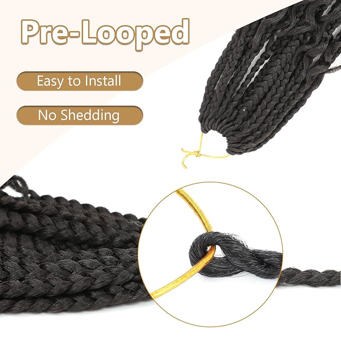 8 Packs Box Braids Crochet Hair With Curly Ends 12 Inch Goddess 3X Bohemian Braiding for Black Women(12(8Packs), 1B)