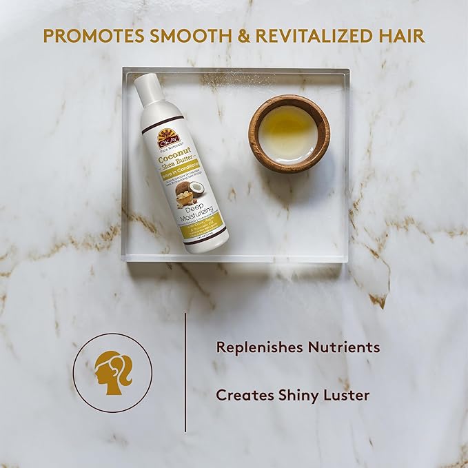 OKAY | Coconut & Shea Butter Leave-In Conditioner | For All Hair Types & Textures | Fortify - Strengthen - Revitalize | With Olive, Argan & Avocado Oil | Free of Paraben, Silicone, Sulfate | 8. oz