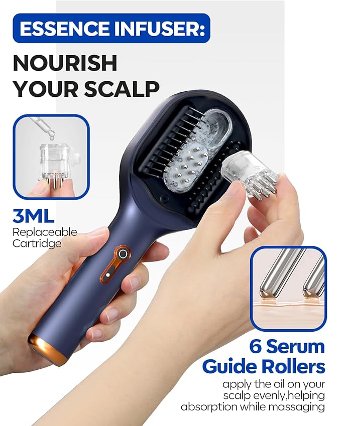 3-in-1 Hair Scalp Massager with Hair Oil Applicator, Electric Head Massager for Home Spa, IPX6 Waterproof 2500mAh Scalp Brush, Detangling Hair Comb -Ideal Gift for Women & Men