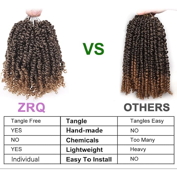 ZRQ 8 Inch Bomb Twist Braiding Hair 8 Packs Short Bohemian Hair for Passion Twists 12 Roots/Pack Ombre Blonde Pre-Twisted Passion Twist Crochet Braids Hair Extensions for Black Women T27#