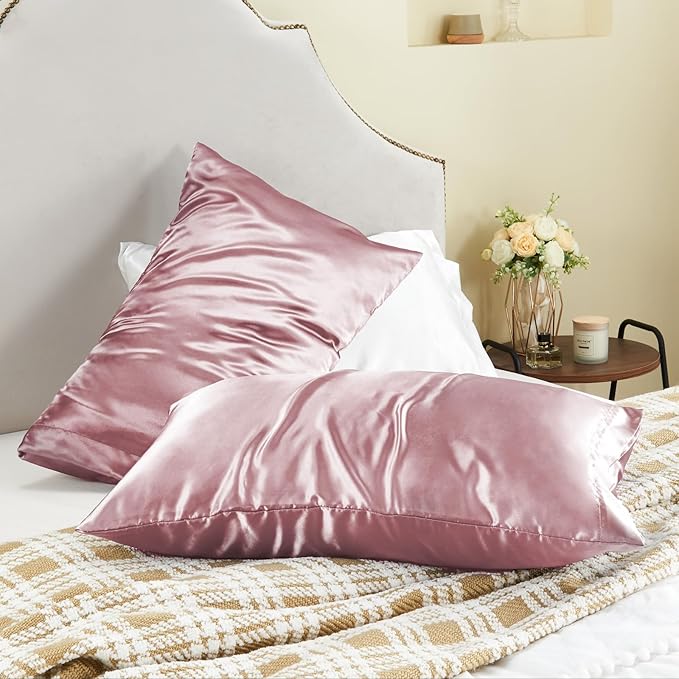 BEDELITE Satin Pillowcase for Hair and Skin, Super Soft and Cooling Similar to Silk Pillow Cases 2 Pack with Envelope Closure, Gift for Women Men(20"x36" King Size, Nostalgia)