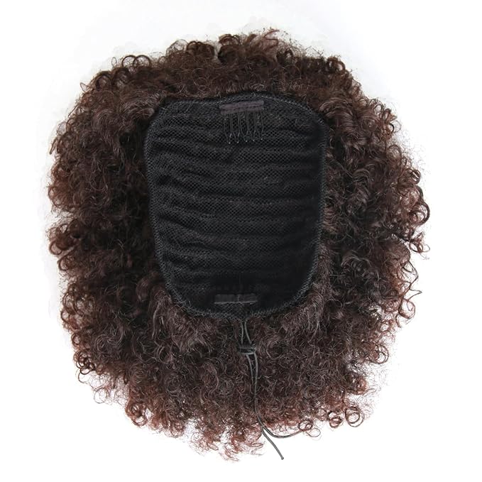 Afro Puff Drawstring Ponytail Extension for Black Women Short Afro Curly Ponytail Extension Clip On Kinky Drawstring Curly Ponytail Bun (T1B/33#)