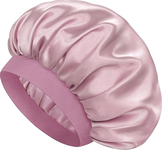 Satin Silk Bonnet for Sleeping, Double Layer Silk Sleep Cap for Men & Women, Soft Satin Lined Bonnet for Curly Hair