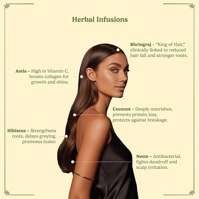 Organic Hair Growth Oil for Hair Fall, Dry Scalp & Thinning – Infused with 35+ Herbs including Bhringraj, Amla & Hibiscus | Nourishes & Supports Healthy Hair | Vegan & Toxin-Free | Ayurvedic